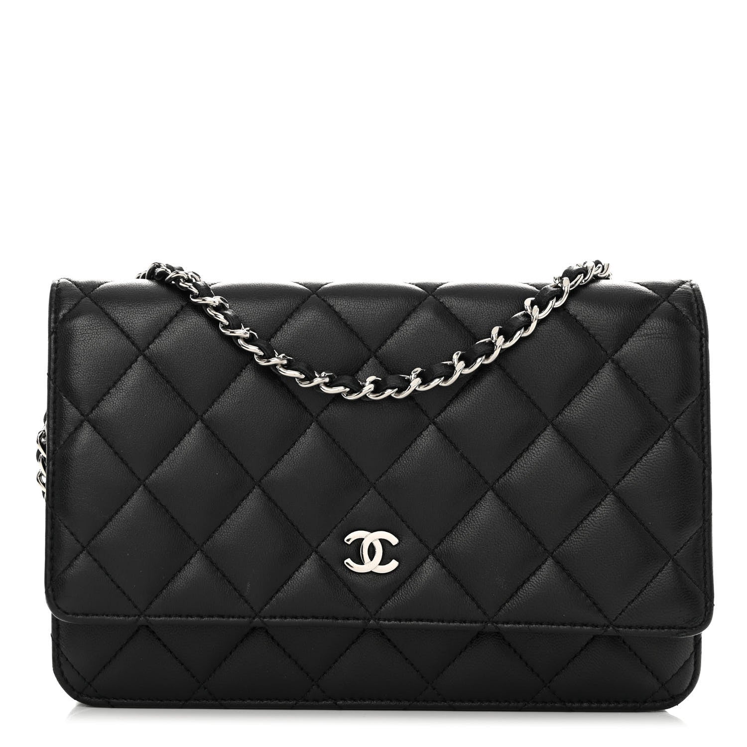Chanel Lambskin Quilted Wallet On Chain WOC Black 1 of 12