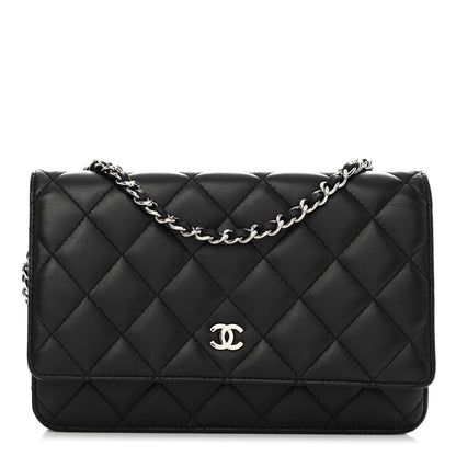 Chanel Lambskin Quilted Wallet On Chain WOC Black 1 of 12