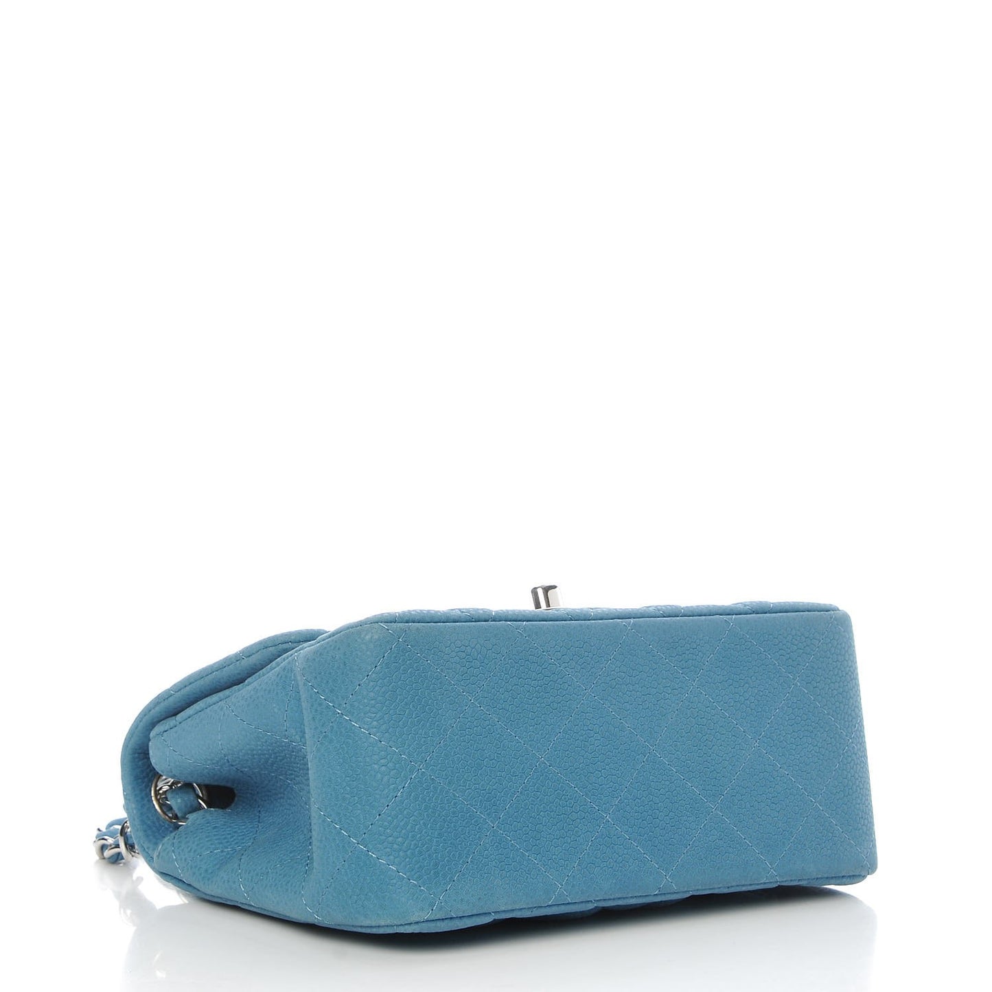 Iridescent Caviar Quilted Mini Square Flap Blue