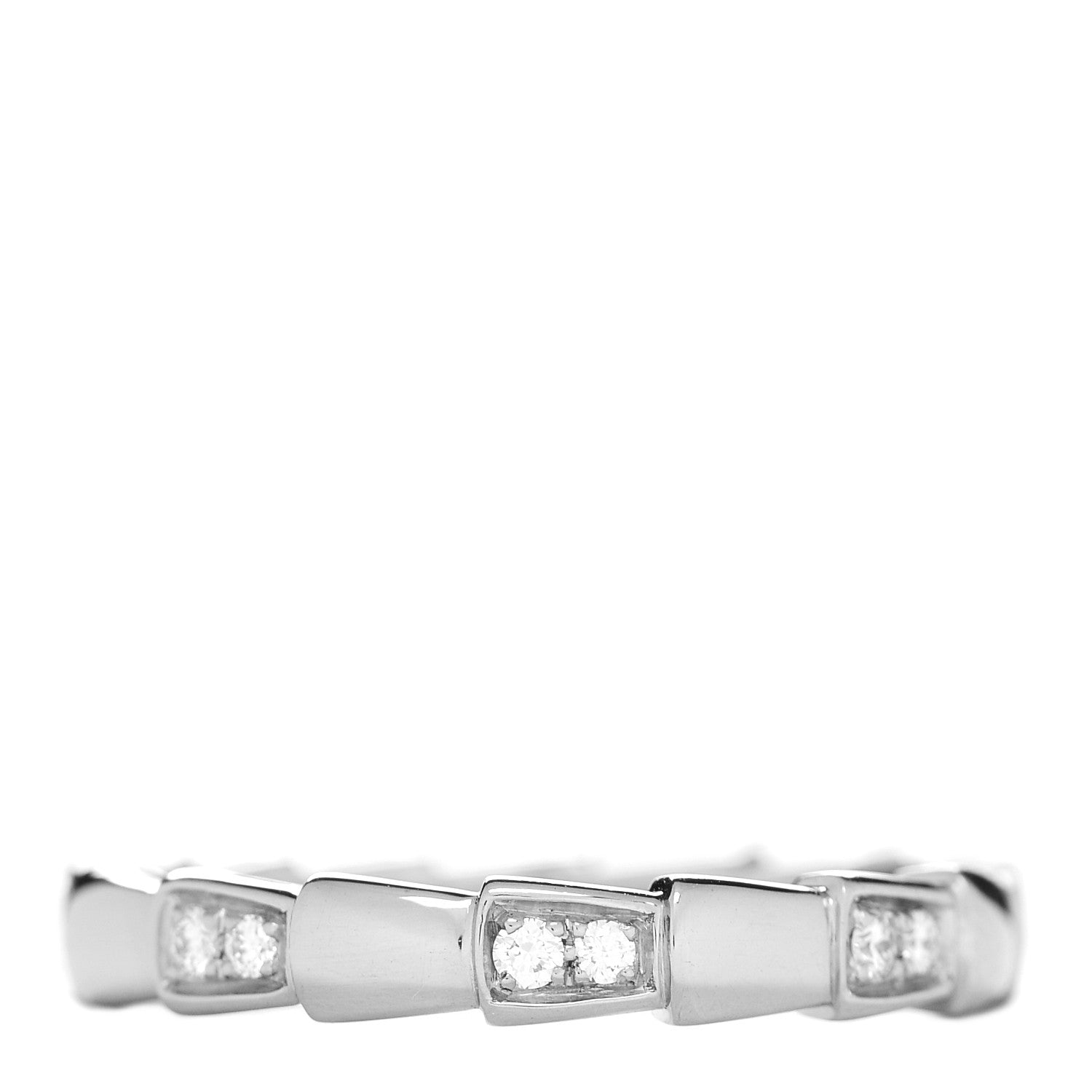 Bulgari 18K White Gold Diamond Narrow Serpenti Viper Band Ring 61 9.5 3 of 6