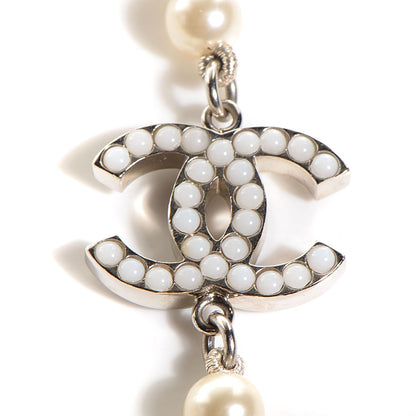 Chanel Graduated Pearl CC Long Necklace Silver 6 of 6