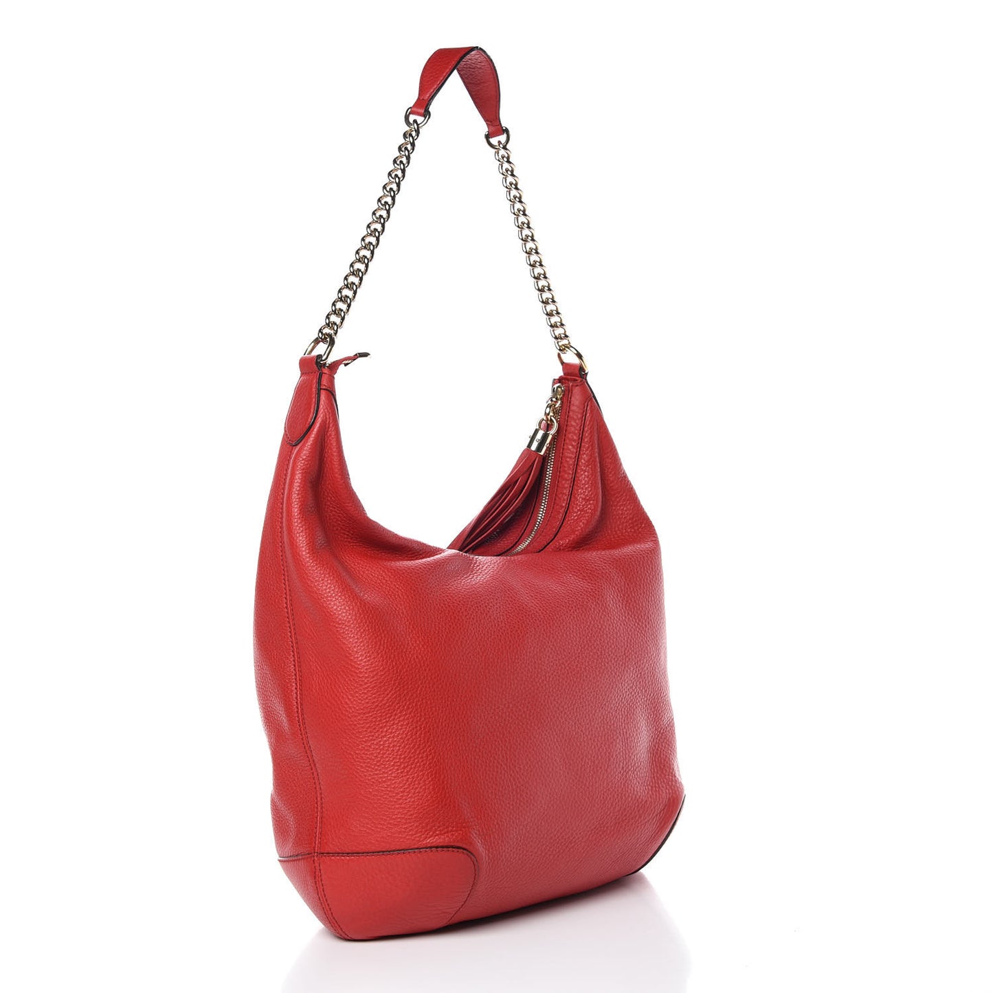 Pebbled Calfskin Medium Soho Chain Hobo Red