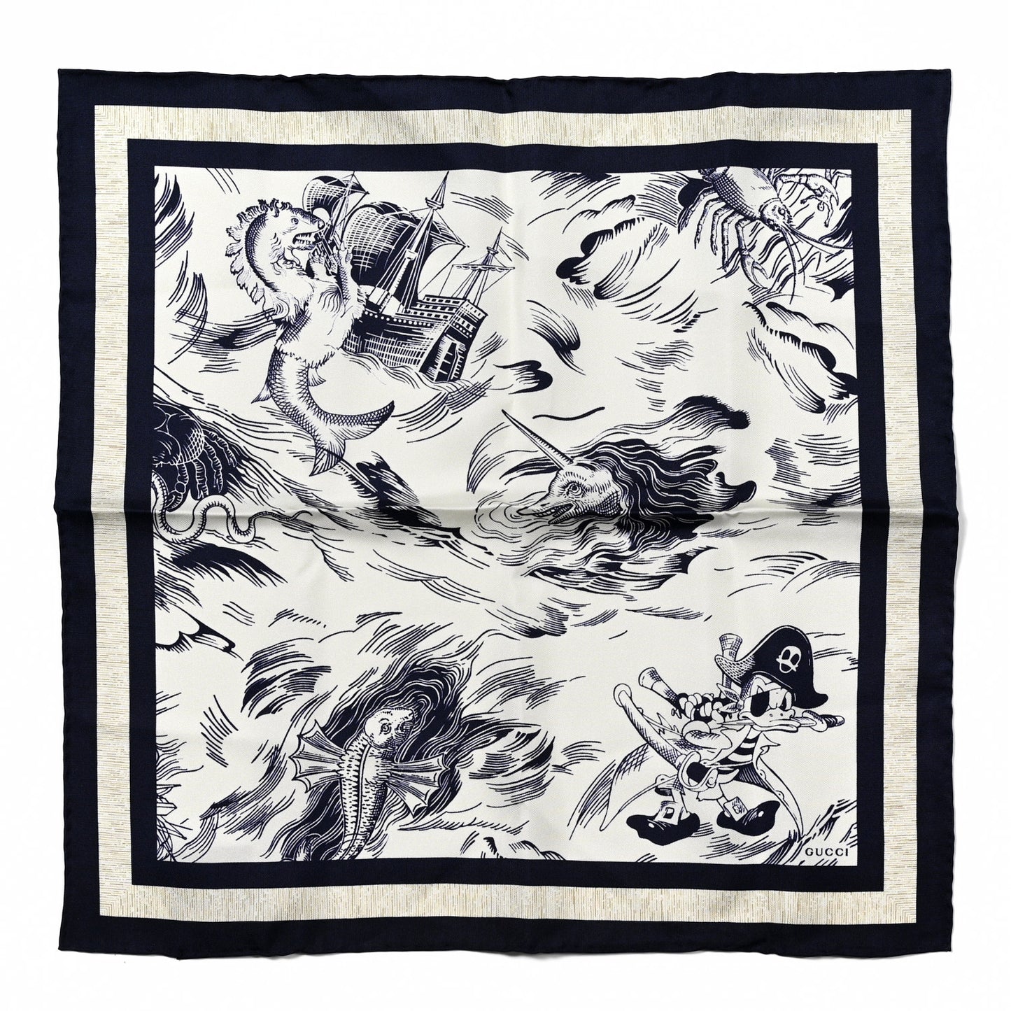 X DISNEY Cotton Donald Duck Seastorm Scarf Black