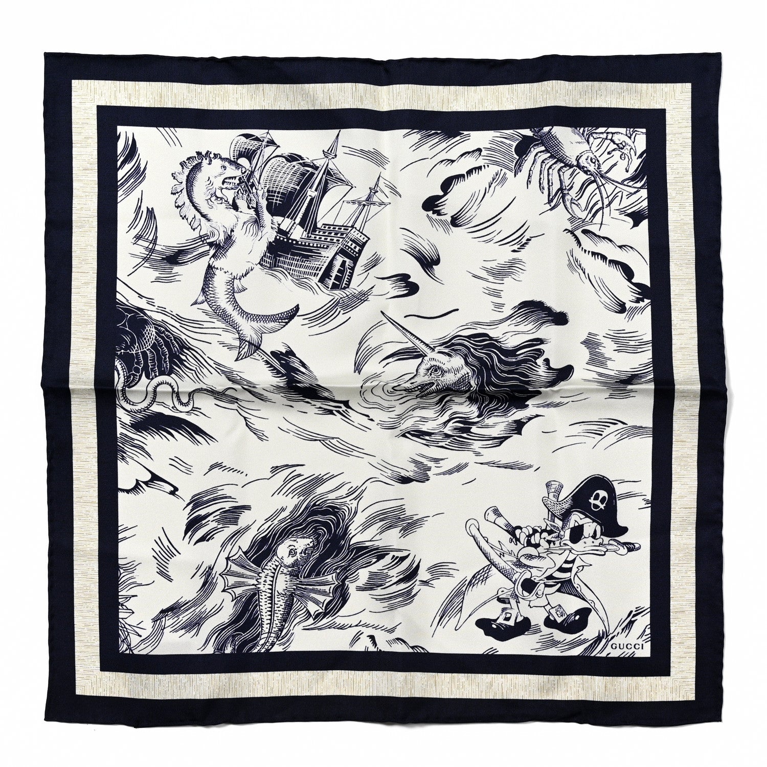 Gucci X DISNEY Cotton Donald Duck Seastorm Scarf Black 1 of 4