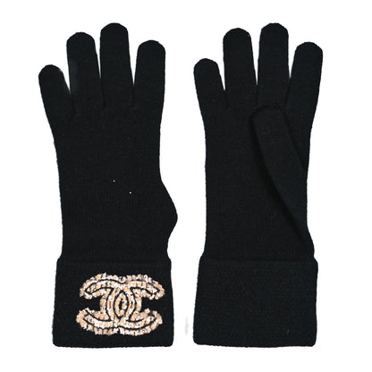 Chanel Cashmere Tweed CC Gloves Black 1 of 4