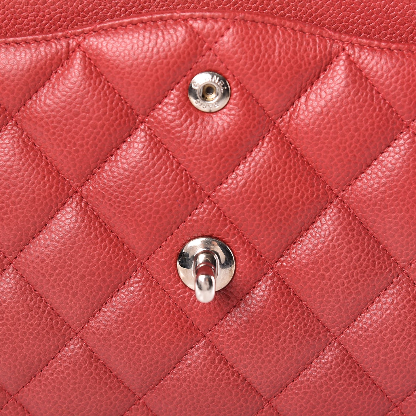 Caviar Quilted Jumbo Double Flap Red