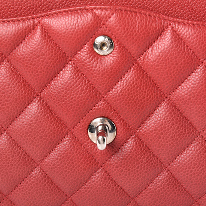 Chanel Caviar Quilted Jumbo Double Flap Red 17 of 18