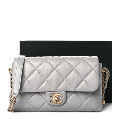 Chanel Lambskin Quilted Crush On Chains Flap Bag Grey 12 of 12