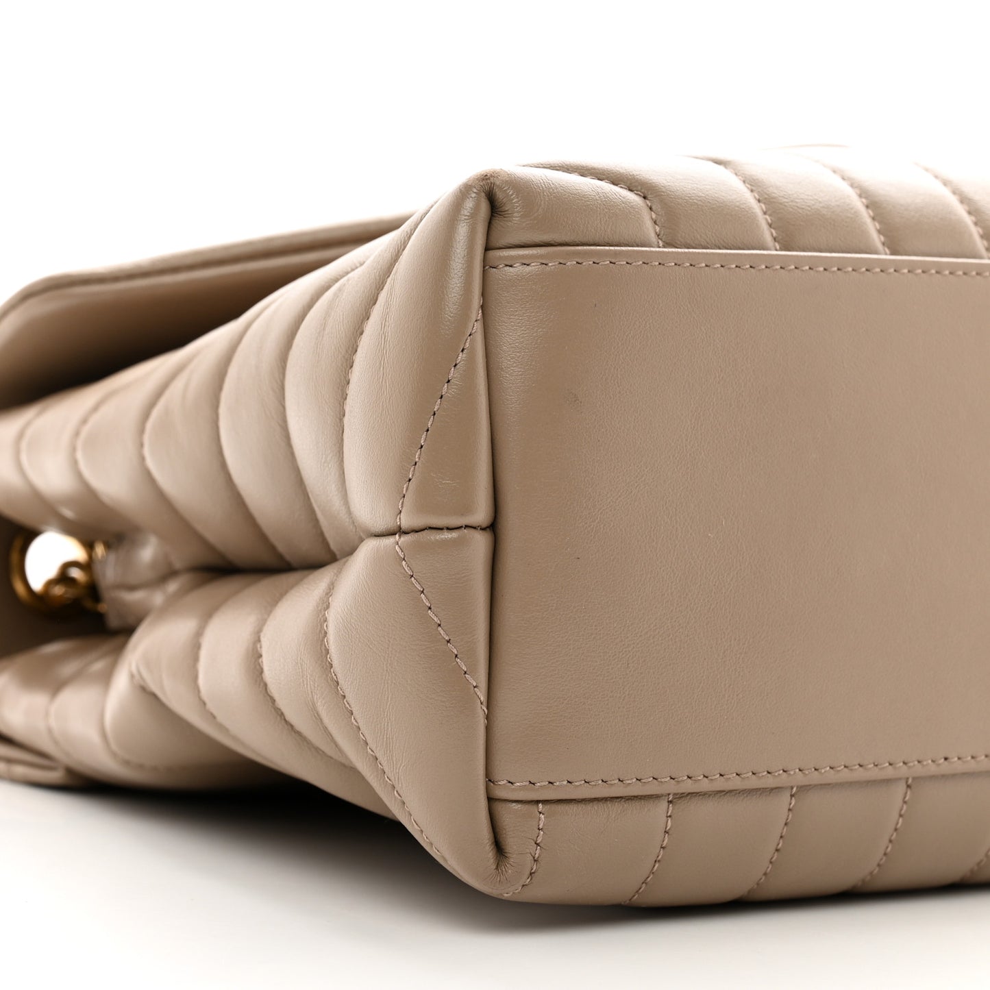 Calfskin Y Quilted Monogram Medium Loulou Chain Satchel Dark Beige