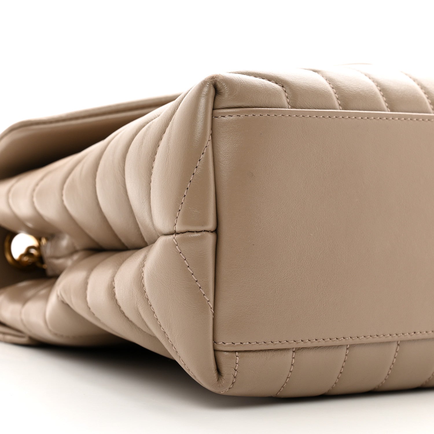 Saint Laurent Calfskin Y Quilted Monogram Medium Loulou Chain Satchel Dark Beige 9 of 10