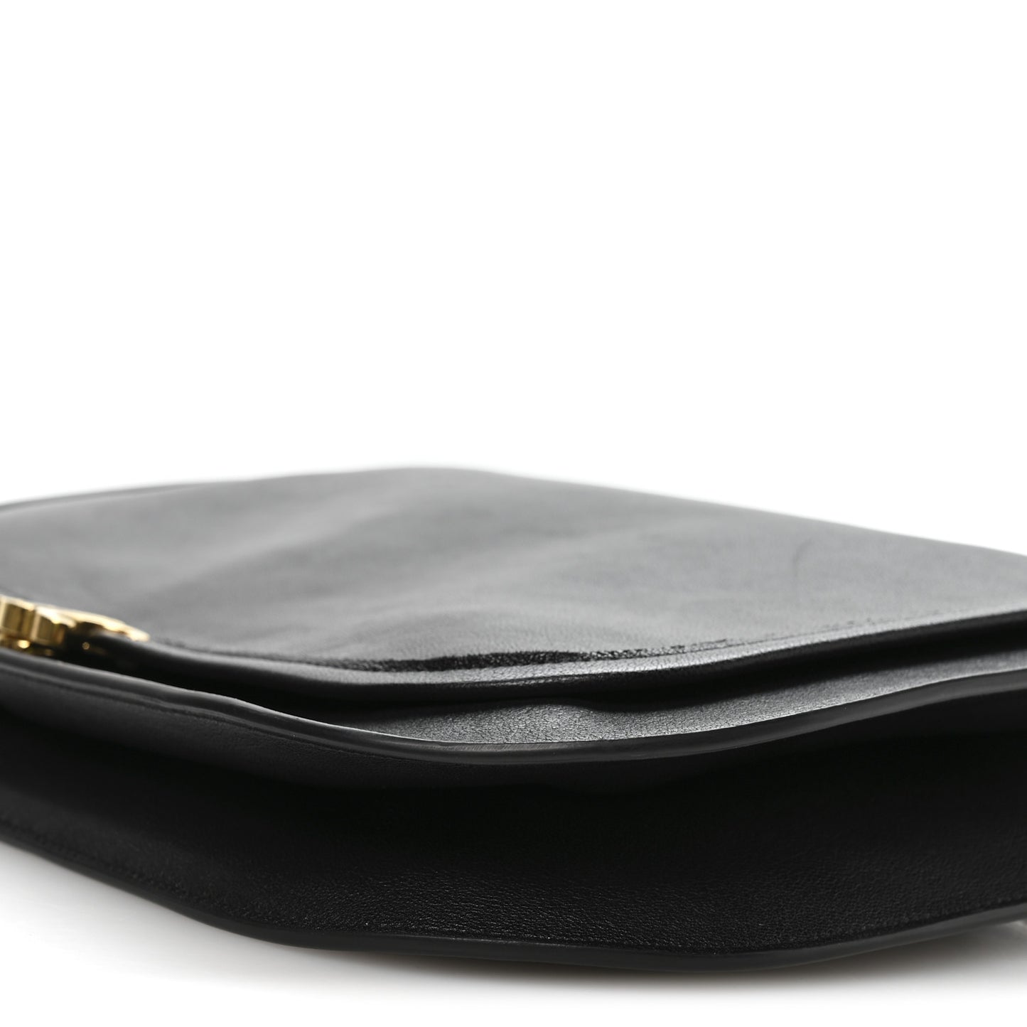 Shiny Lambskin Soft Triomphe Besace Bag Black