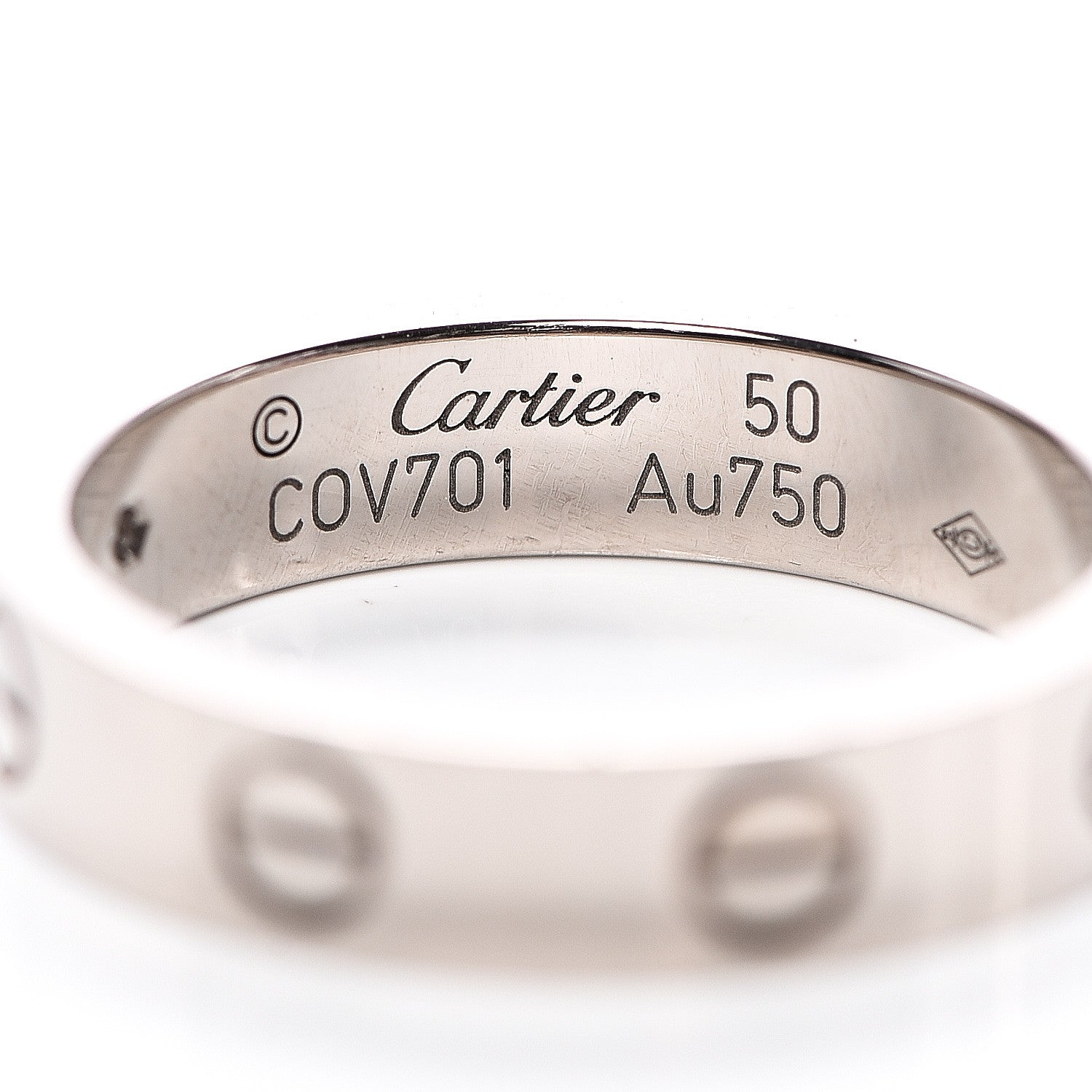 Cartier 18K White Gold Diamond 4mm LOVE Wedding Band Ring 50 5.25 3 of 3