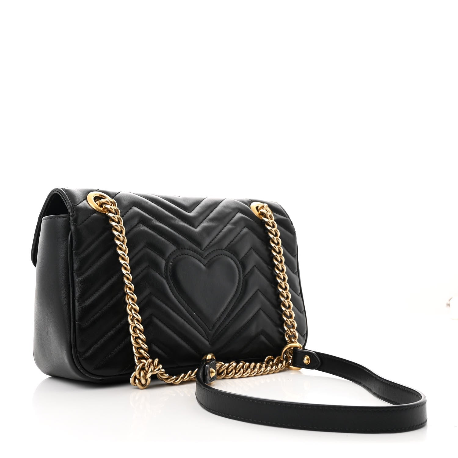 Gucci Calfskin Matelasse Small GG Marmont Shoulder Bag Black 3 of 10