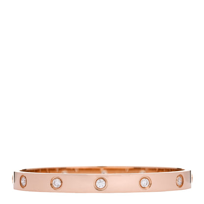 Cartier 18K Pink Gold 10 Diamond LOVE Bracelet 17 1 of 9