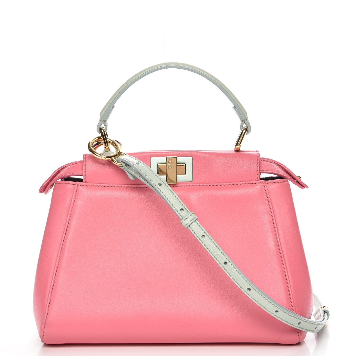 Fendi Nappa Colorblock Mini Peekaboo Iconic Satchel Rosa Fluo Oxigen Slate 1 of 9