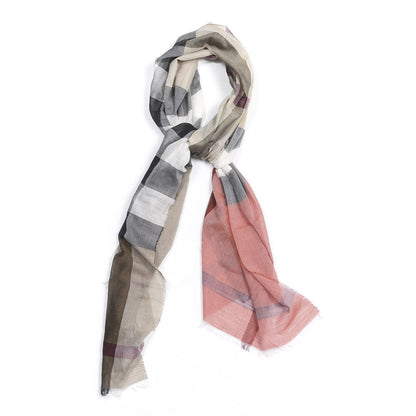 Burberry Cotton Silk Wool Half Mega Check Scarf Honey 1 of 4