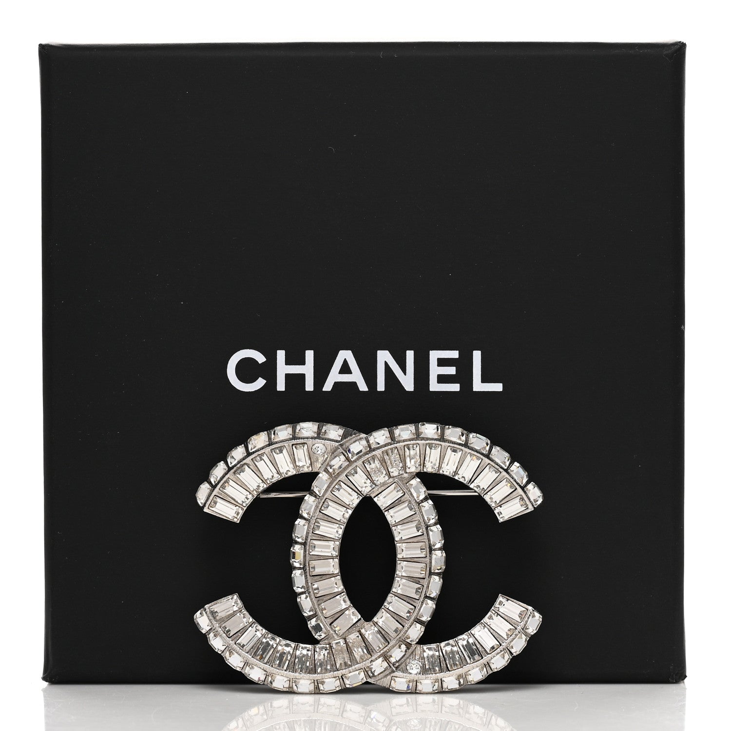 Chanel Baguette Crystal CC Brooch Silver 5 of 5
