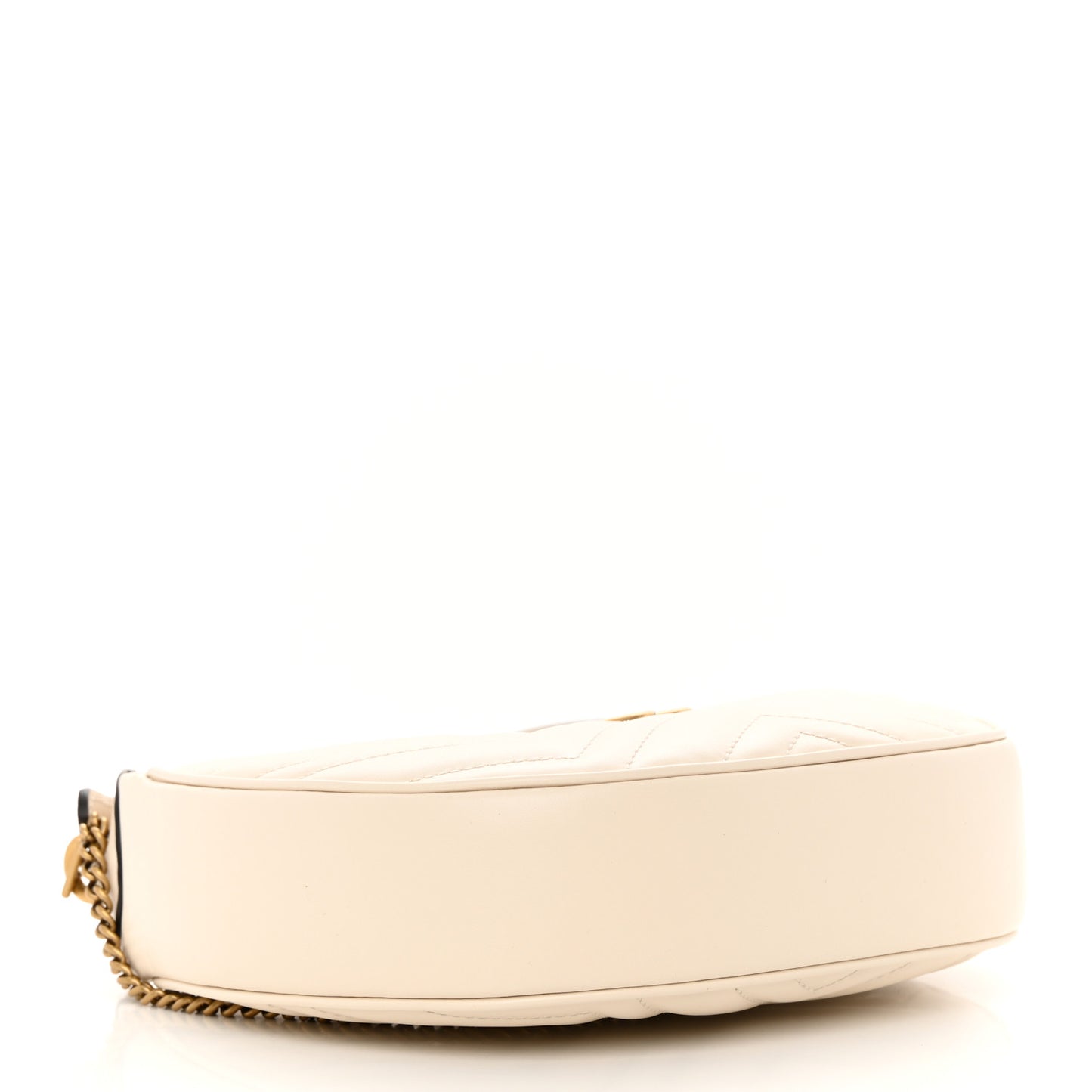 Calfskin Matelasse Chevron Mini GG Marmont Half Moon Hobo Mystic White