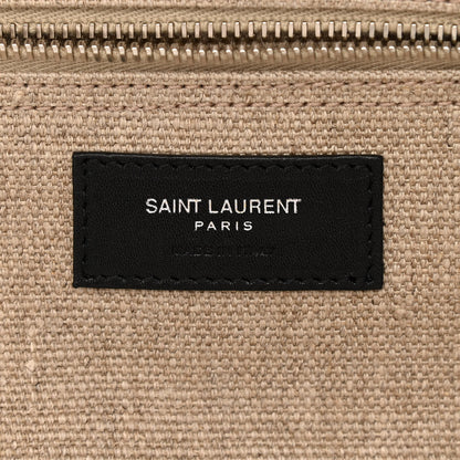 Saint Laurent Linen Calfskin Rive Gauche Tote Optic White 6 of 10
