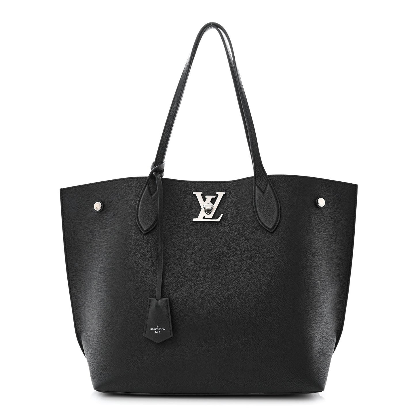 Calfskin Lockme Go Tote Black