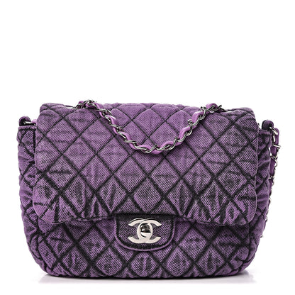 Chanel Denim Quilted Small Flap Purple Black 1 of 10
