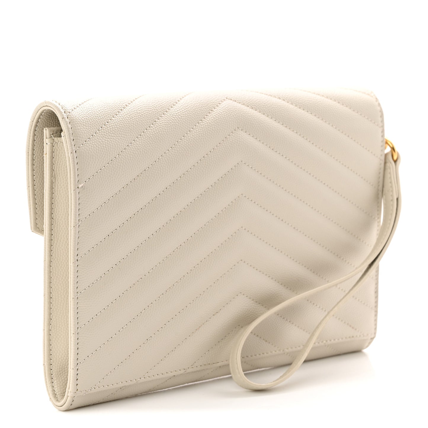 Grain De Poudre Matelasse Chevron Monogram Envelope Clutch Crema Soft