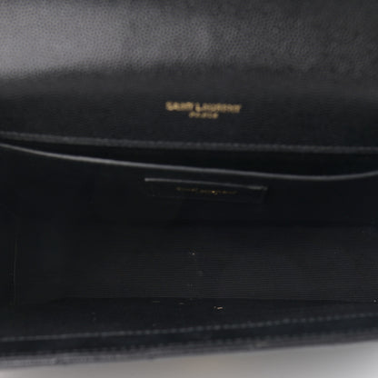 Saint Laurent Grain De Poudre Matelasse Chevron Medium Monogram Satchel Black 4 of 11