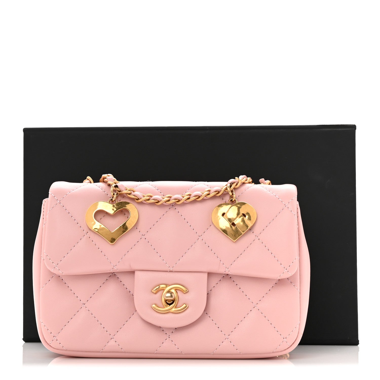 Chanel Lambskin Quilted Mini Heart Charms Flap Light Pink 10 of 10