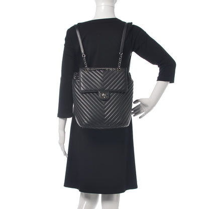 Chanel Calfskin Chevron Quilted Large Urban Spirit Backpack Black 2 of 9