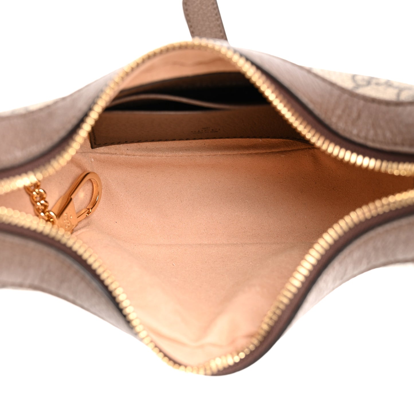 GG Supreme Monogram Textured Calfskin Web Mini Ophidia Half Moon Hobo Beige Ebony New Acero