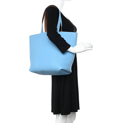 Moynat Taurillon Gex Calfskin Duo Vertical Reversible Tote Cannelle Azur 2 of 17