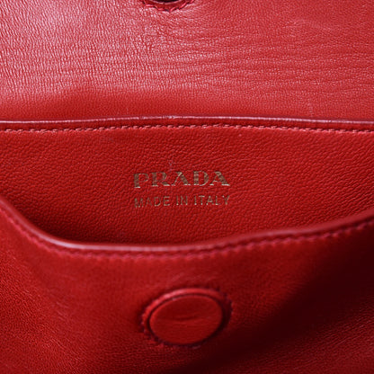 Prada Saffiano Cuir Large Double Bag Nero Black Ciliegia 7 of 15