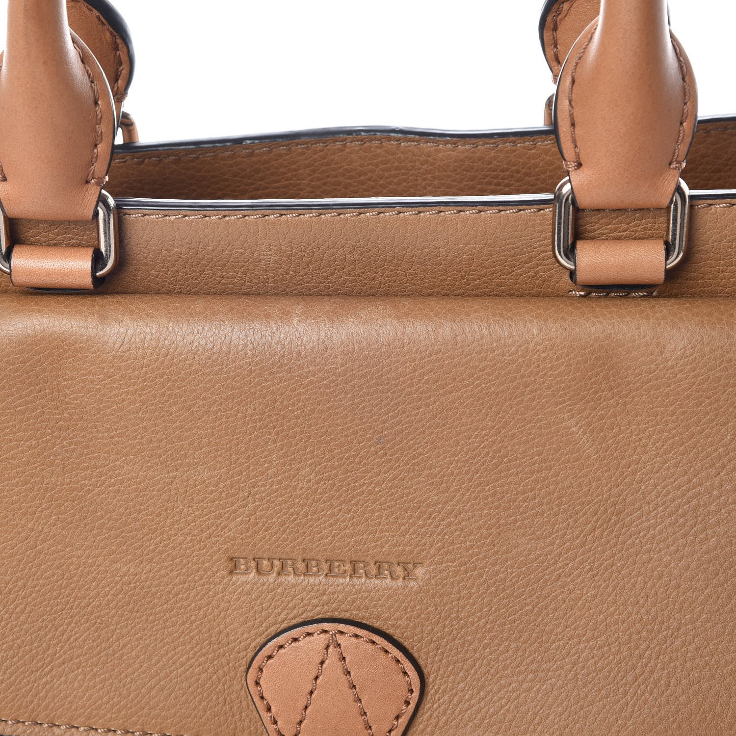 Burberry Mega Check Grained Calfskin Medium Harcourt Satchel Saddle Brown 16 of 28