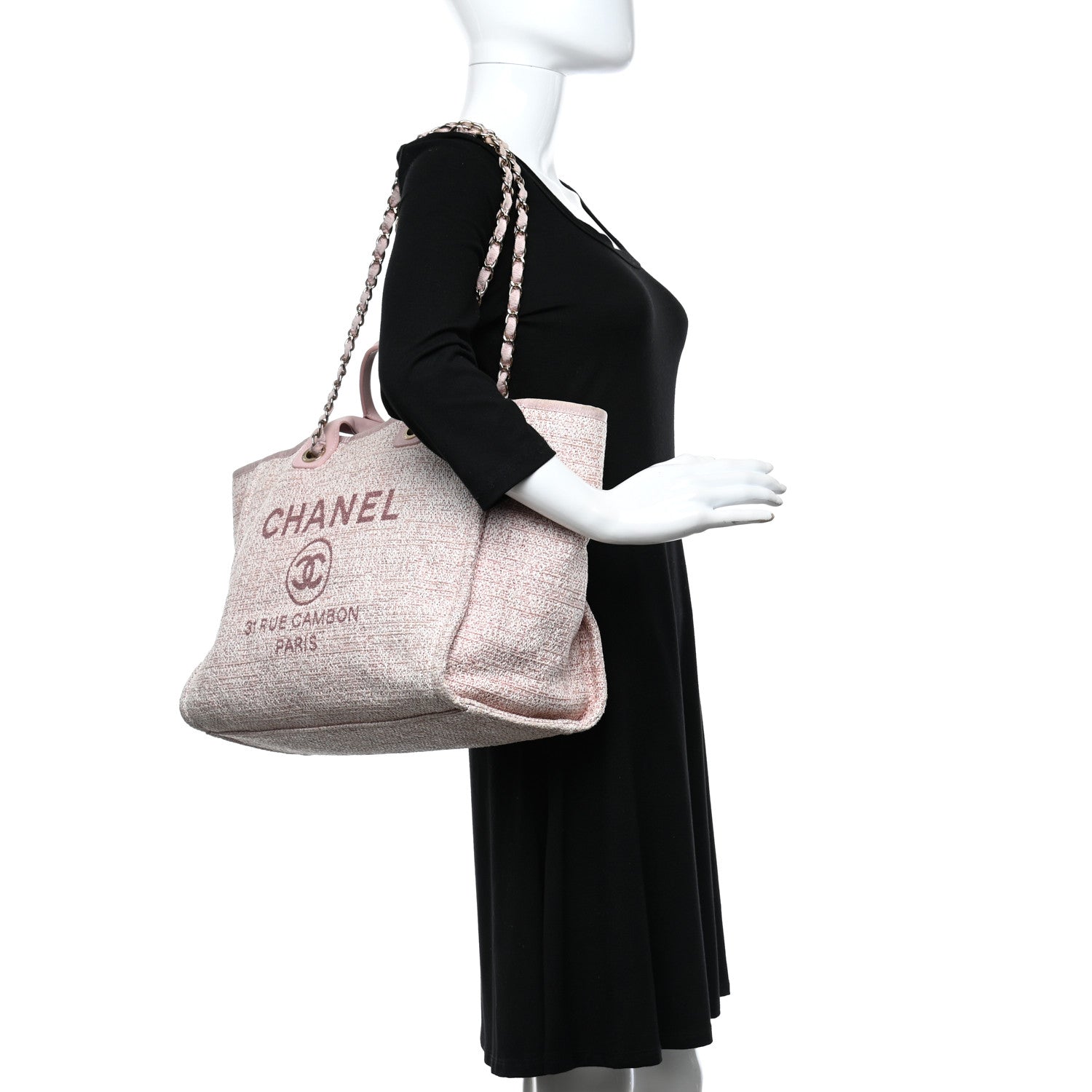Chanel Lurex Boucle Small Deauville Tote Pink 2 of 11