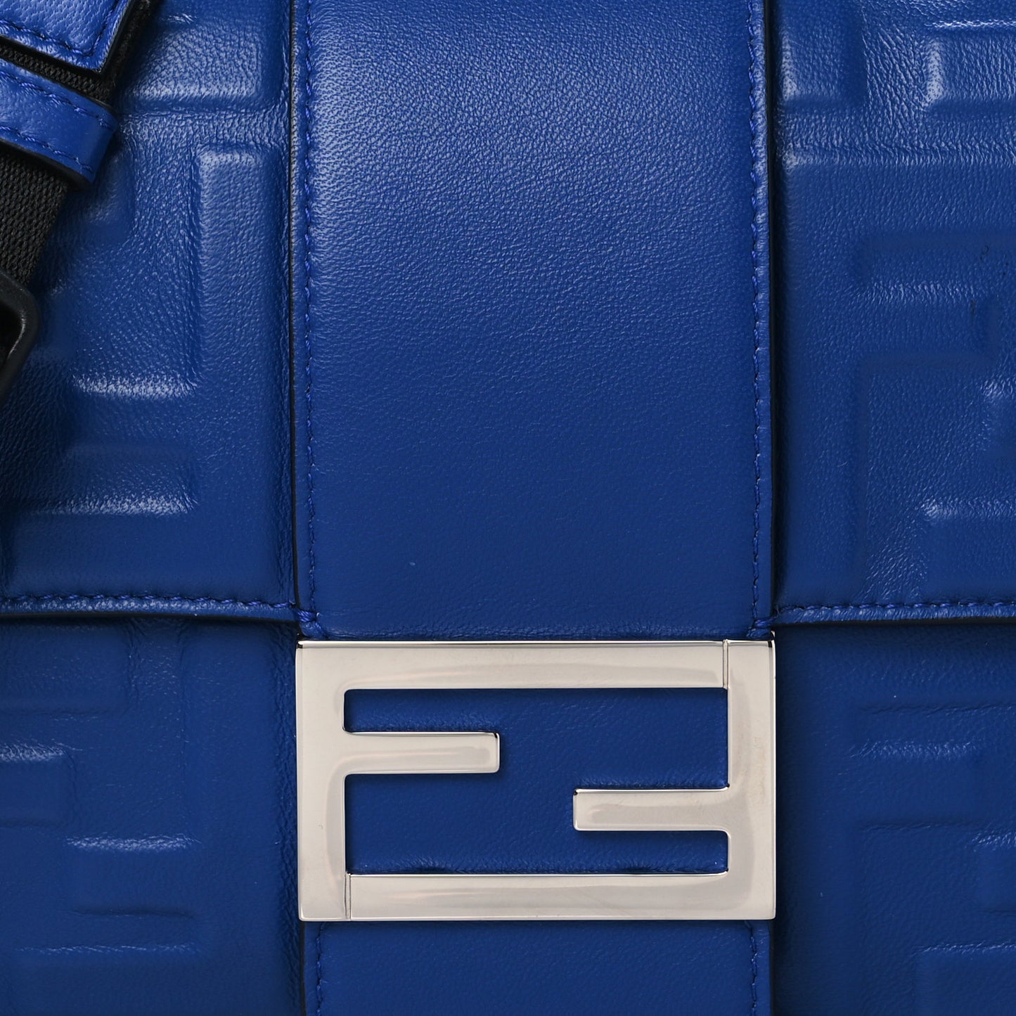 Nappa FF 1974 Embossed Belt Baguette Bag Blue Neon
