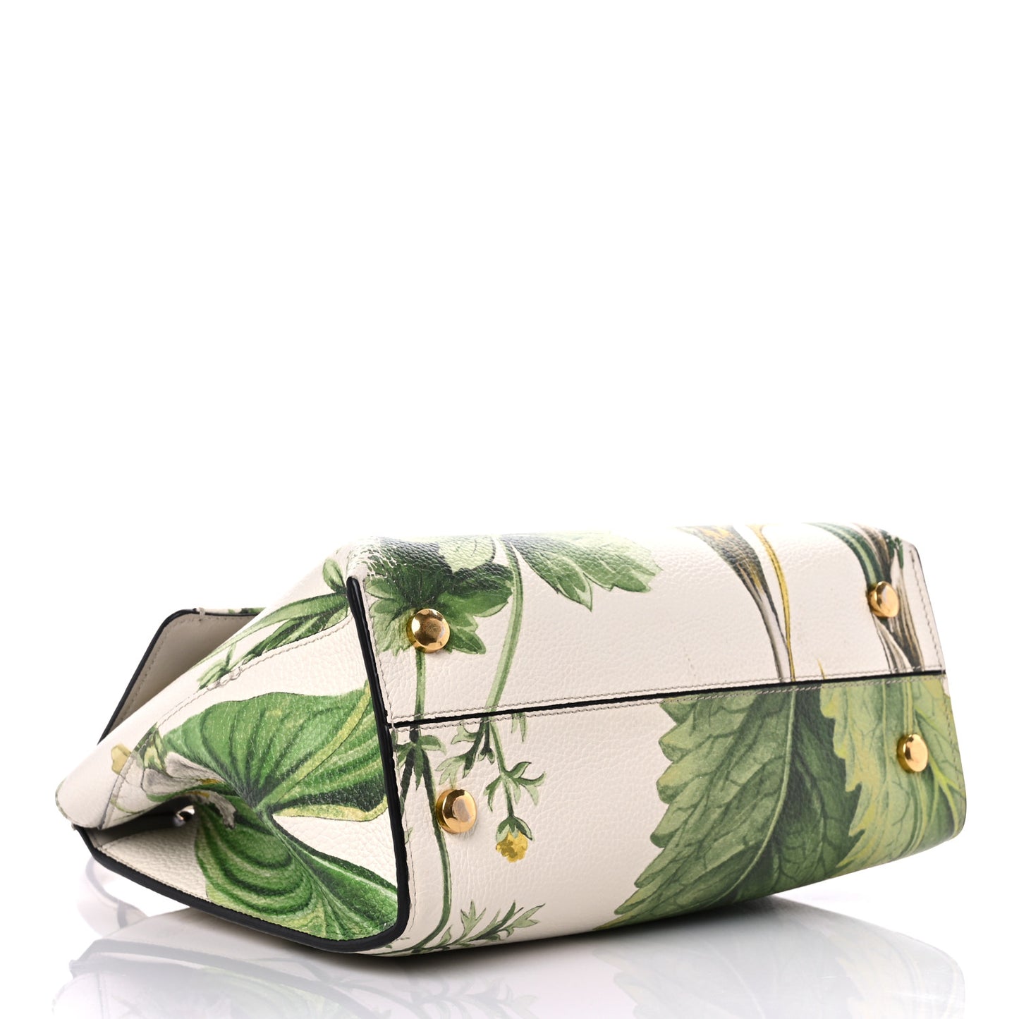 Calfskin Floral Print Trifolio Top Handle Bag Multicolor