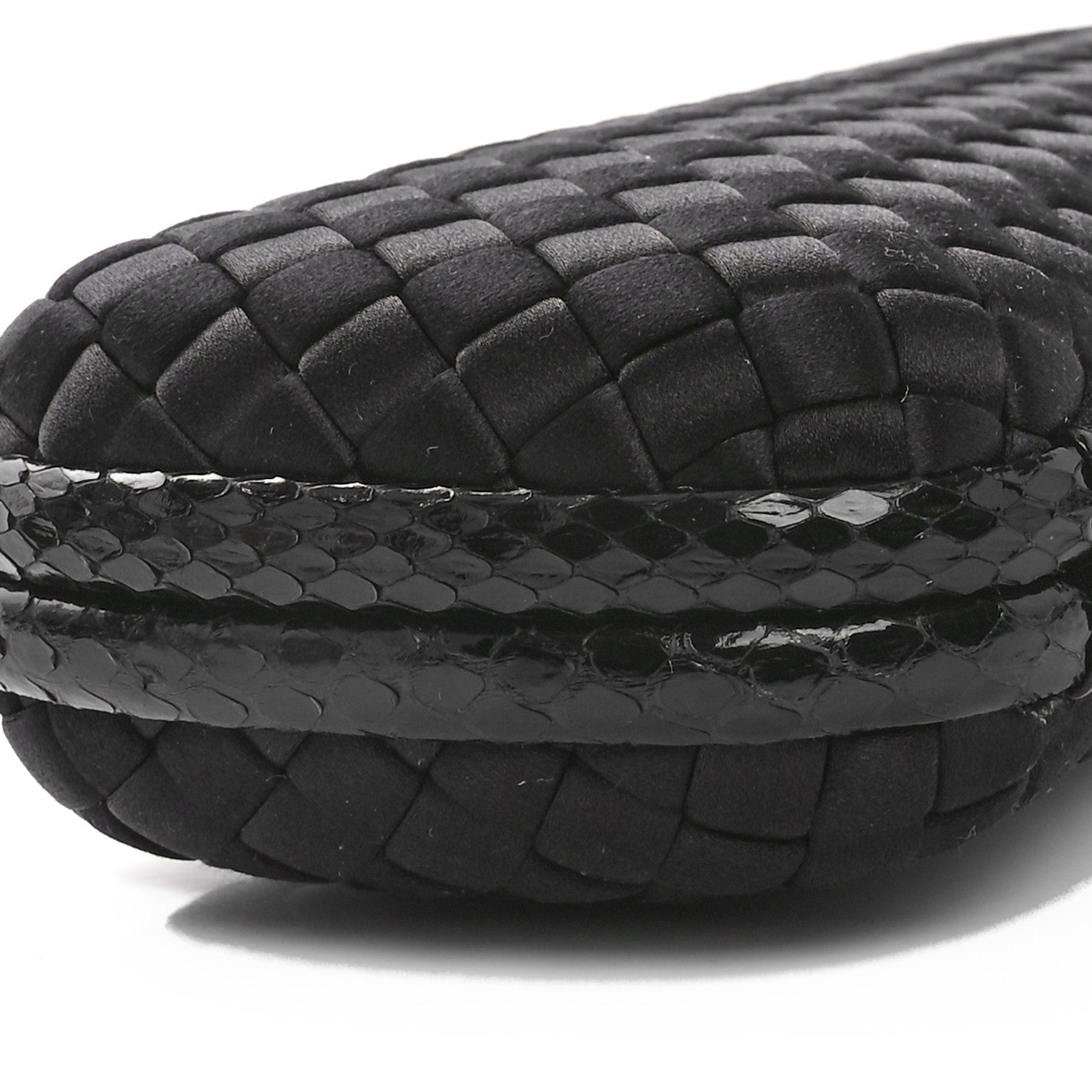 Bottega Veneta Satin Ayers Intreccio Impero Stretch Knot Clutch Black 8 of 9