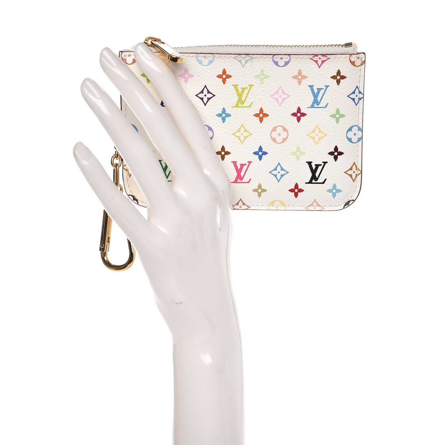Monogram Multicolor Key Pouch White Litchi
