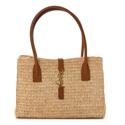 Saint Laurent Raffia Calfskin Panier Rectangle Tote Naturel Brick 1 of 9