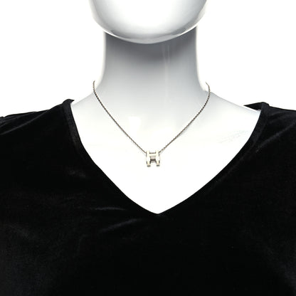 Hermes Lacquered Palladium Pop H Pendant Necklace White 2 of 5