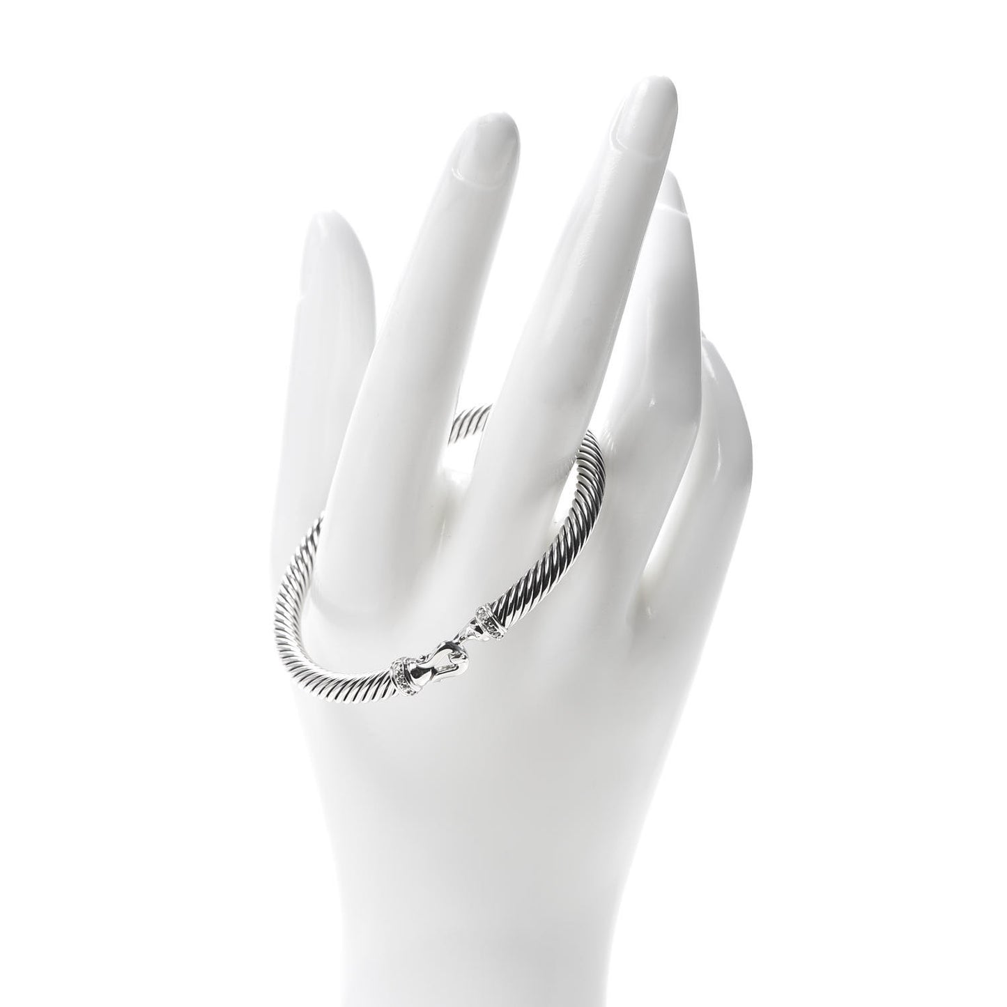 Sterling Silver Diamond 5mm Cable Buckle Bracelet