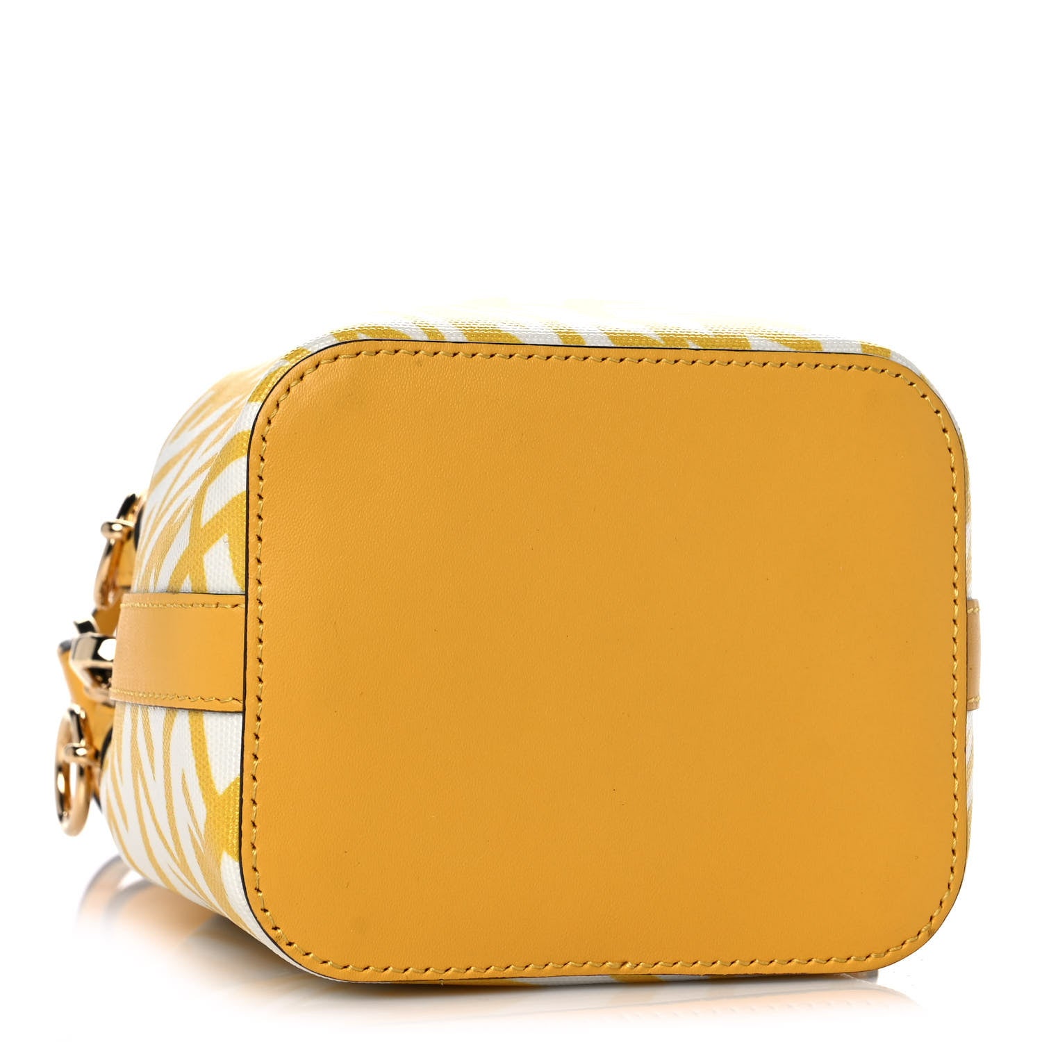 Fendi X SARAH COLEMAN Glazed Canvas Vitello King F is Fendi FF Vertigo Mini Mon Tresor Bucket Bag Mimosa White 3 of 8