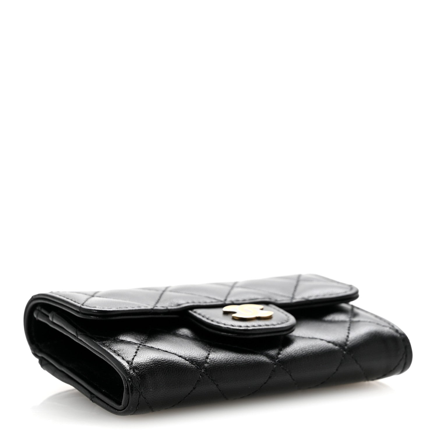Chanel Lambskin Quilted Flap Card Holder Wallet Black 4 of 8