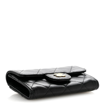 Chanel Lambskin Quilted Flap Card Holder Wallet Black 4 of 8