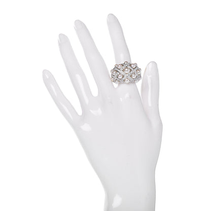Chanel 18K White Gold Diamond Akoya Pearl Baroque Matelasse Ring 51 5.75 2 of 5