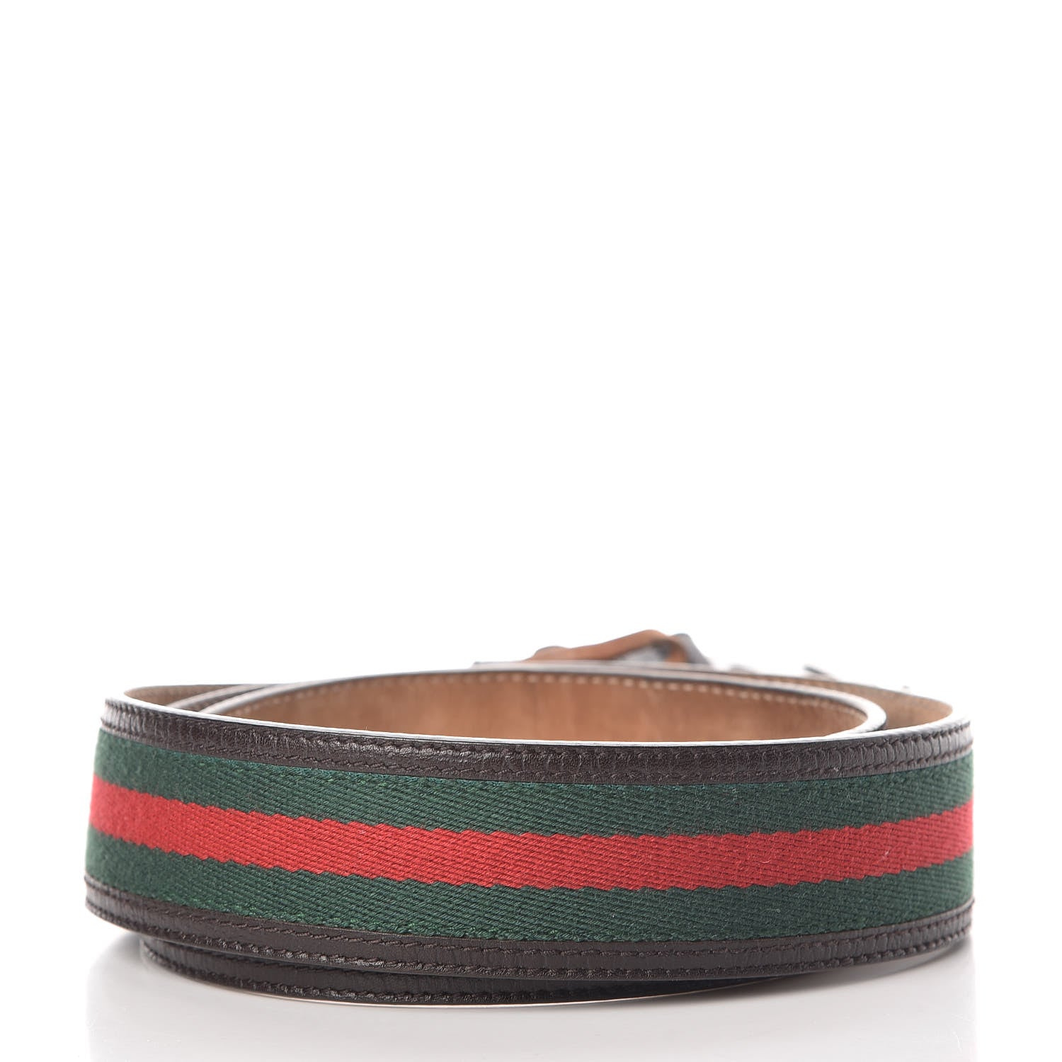 Gucci Calfskin Web Interlocking G Belt 95 38 Dark Brown 3 of 10