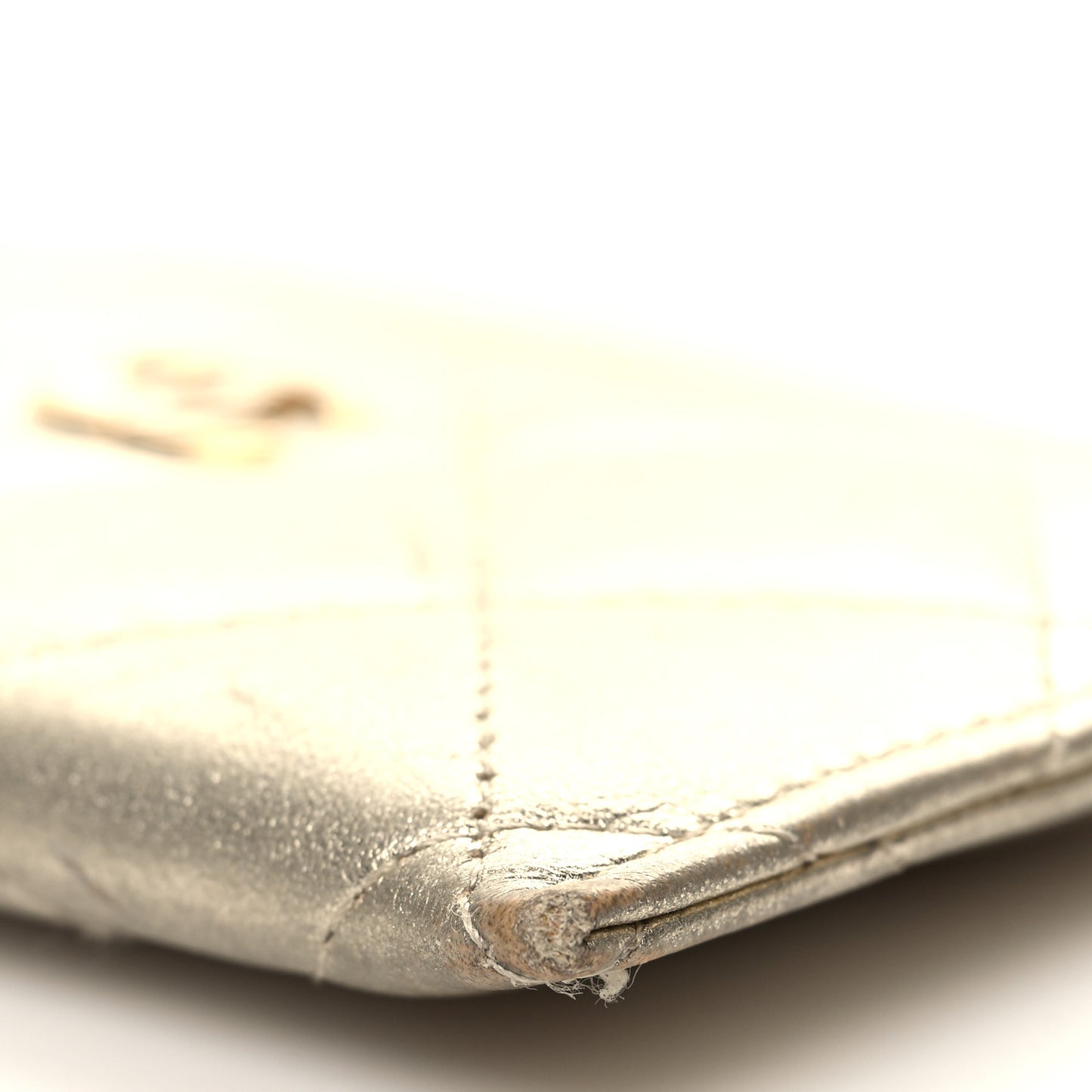 Metallic Lambskin Quilted CC Card Holder Gold