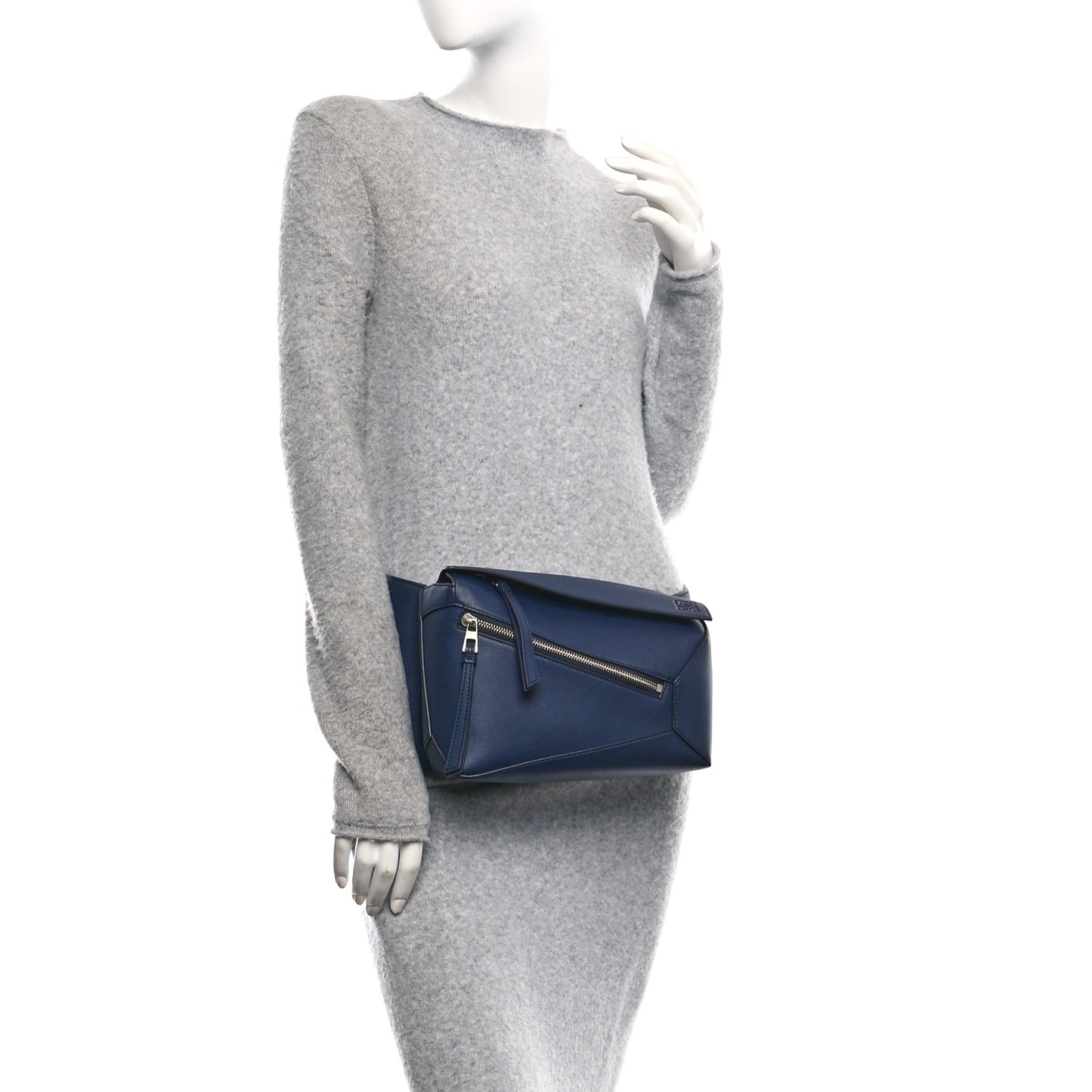 Calfskin Small Puzzle Edge Bumbag Navy Blue