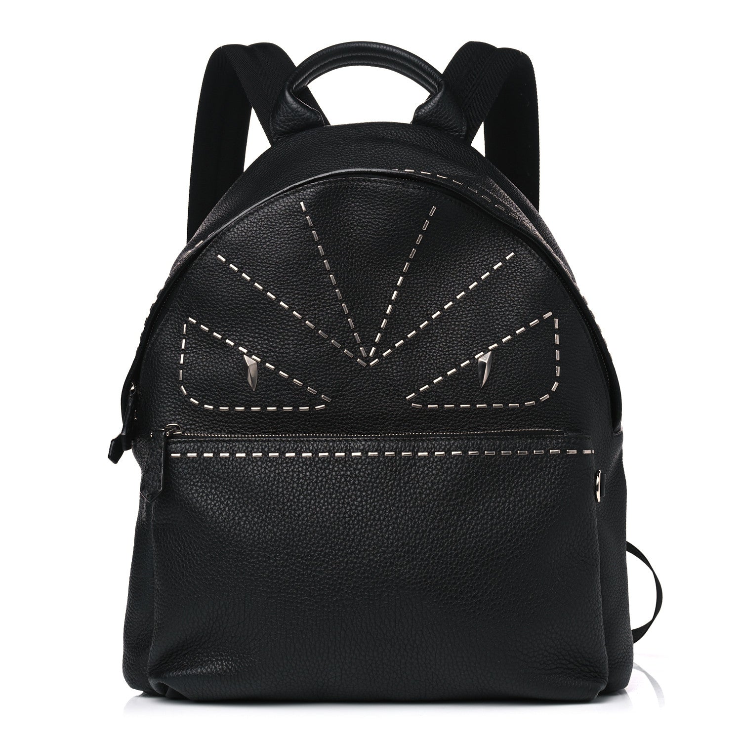 Fendi Cuoio Romano Selleria Monster Eyes Metal Stitch Backpack Black 1 of 8