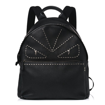 Fendi Cuoio Romano Selleria Monster Eyes Metal Stitch Backpack Black 1 of 8